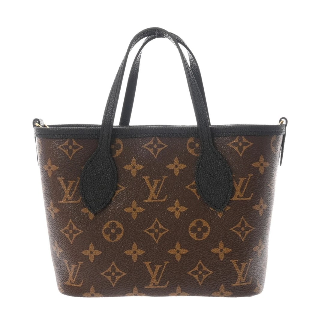 LOUIS VUITTON NEVERFULL INSIDE OUT BB MONOGRAM TOTE BAG: LOUIS VUITTON Neverfull Inside Out BB Monogram Tote Bag Brand: LOUIS VUITTON Type: Tote Bag Material: Monogram canvas/Grain leather Color: black Size: H:about 6.5inch W:about 10.4inch D:about 4.3i