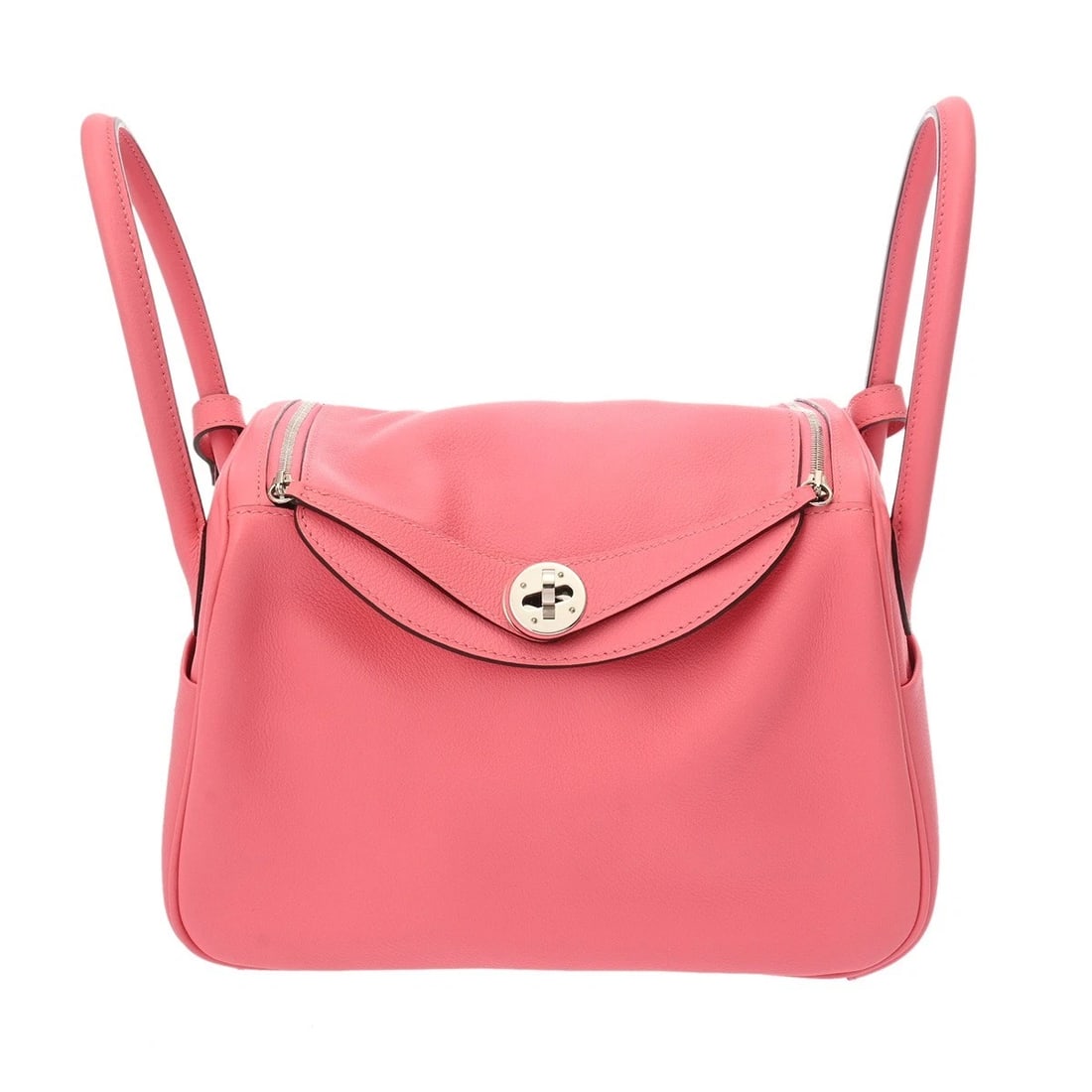 HERMES LINDY 26 ROSE AZALEE SHOULDER BAG SHOULDER BAG: HERMES Lindy 26 Rose Azalee Shoulder Bag Shoulder Bag Brand: HERMES Type: Shoulder Bag Material: Evercolor Color: Rose Azalee × SilverMetal Size: H:about 7.1inch (Center) W:about 10.2inch (maximu