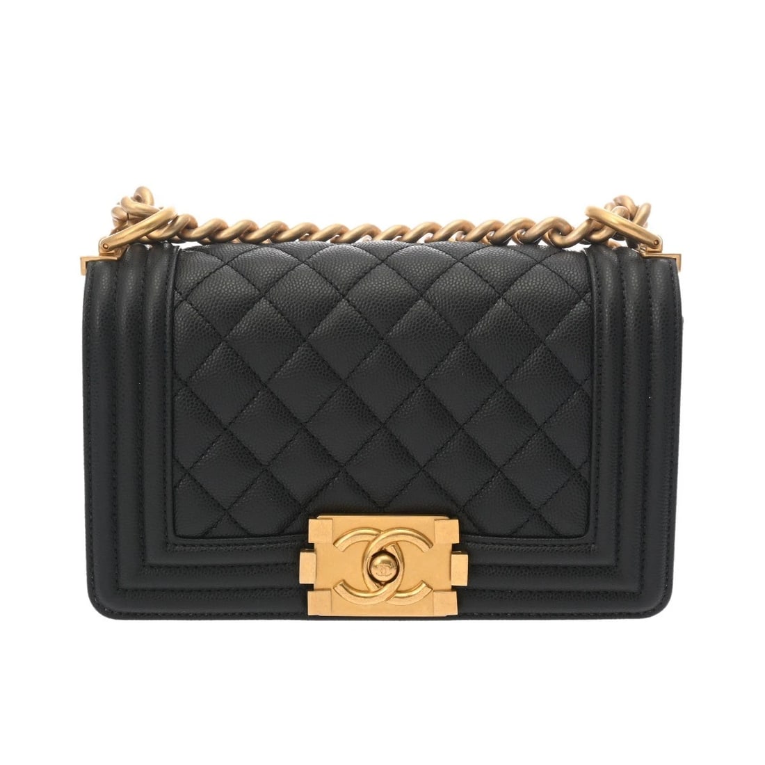 CHANEL SMALL HANDBAG BLACK SHOULDER BAG SHOULDER BAG: CHANEL Small Handbag black Shoulder Bag Shoulder Bag Brand: CHANEL Type: Shoulder Bag Material: Grained calfskin Color: black × Antique Gold Metal Size: H:about 4.9inch W:about 7.9inch D:about 2.