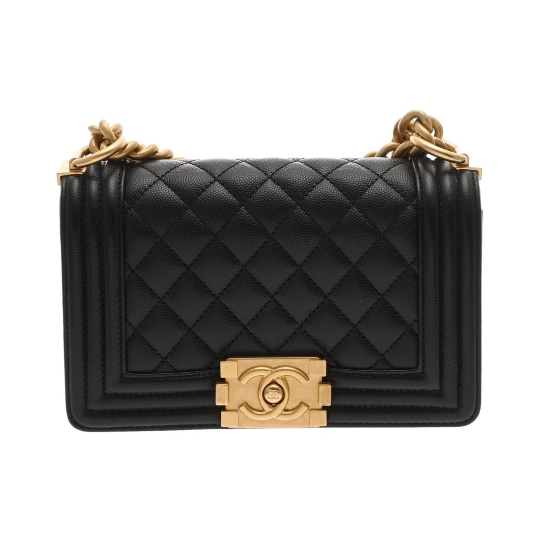 CHANEL SMALL HANDBAG BLACK SHOULDER BAG SHOULDER BAG: CHANEL Small Handbag black Shoulder Bag Shoulder Bag Brand: CHANEL Type: Shoulder Bag Material: Grained calfskin Color: black × Antique Gold Metal Size: H:about 4.9inch W:about 7.9inch D:about 2.