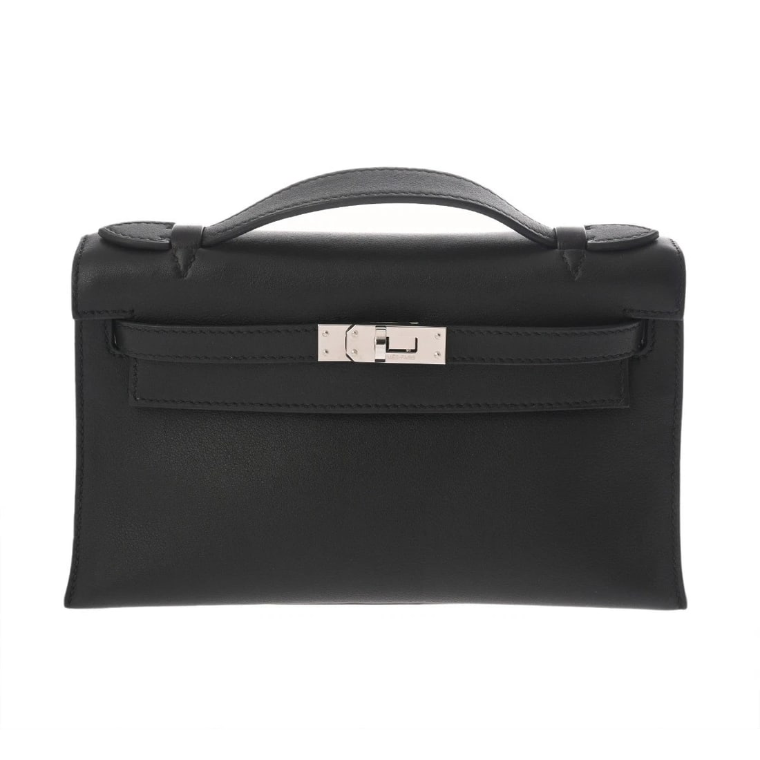 HERMES POCHETTE KELLY EVERGRAIN BLACK HANDBAG HANDBAG: HERMES Pochette Kelly Evergrain black Handbag Handbag Brand: HERMES Type: Handbag Material: Evergrain Color: black × SilverMetal Size: H:about 4.7inch W:about 8.7inch D:about 2.8inch Accessories