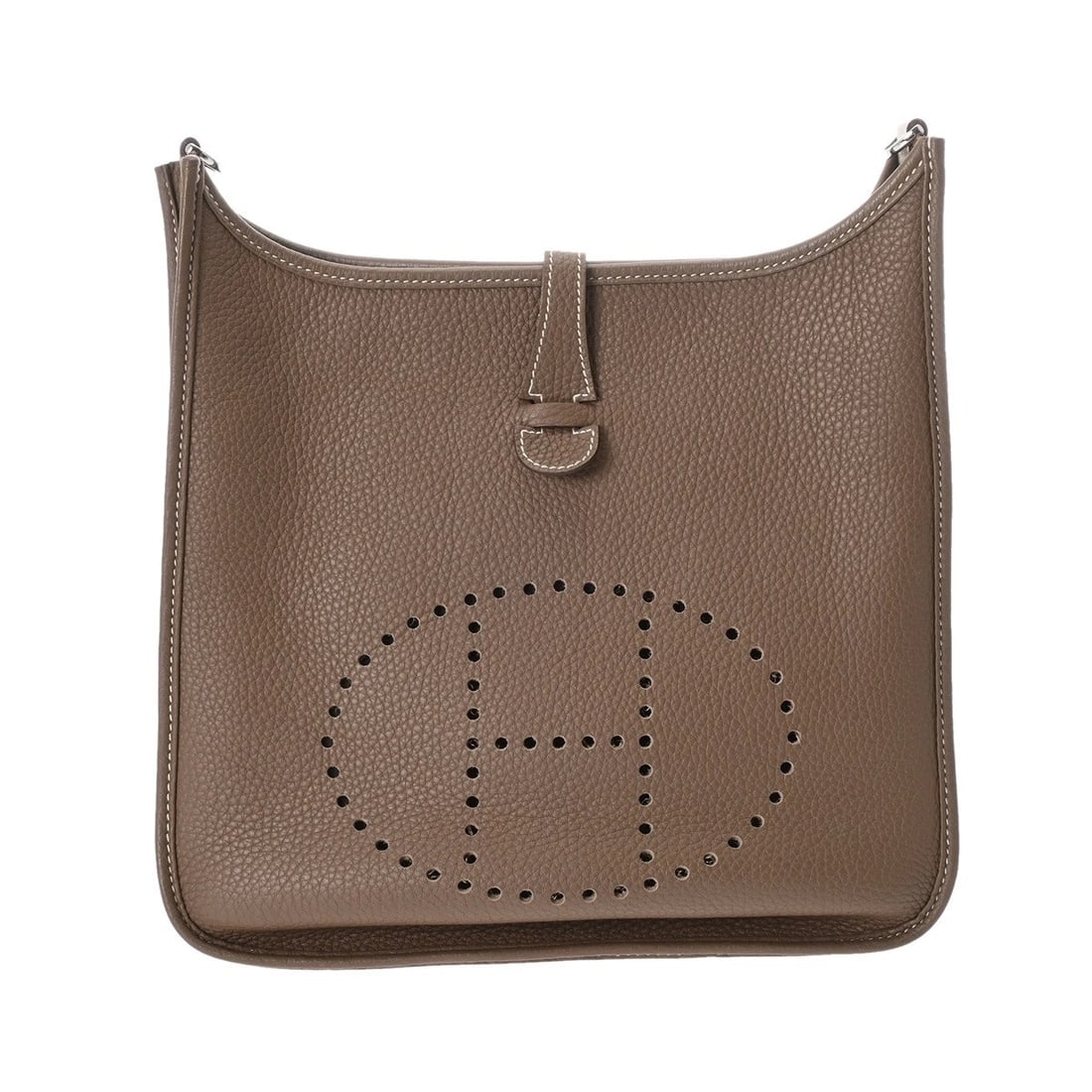 HERMES EVELYN 3 PM TAURILLON CLEMENCE ETOPE SHOULDER BAG SHOULDER BAG: HERMES Evelyn 3 PM Taurillon Clemence Etope Shoulder Bag Shoulder Bag Brand: HERMES Type: Shoulder Bag Material: Taurillon Clemence Color: Etope × SilverMetal Size: H:about 11.0inch (Center)