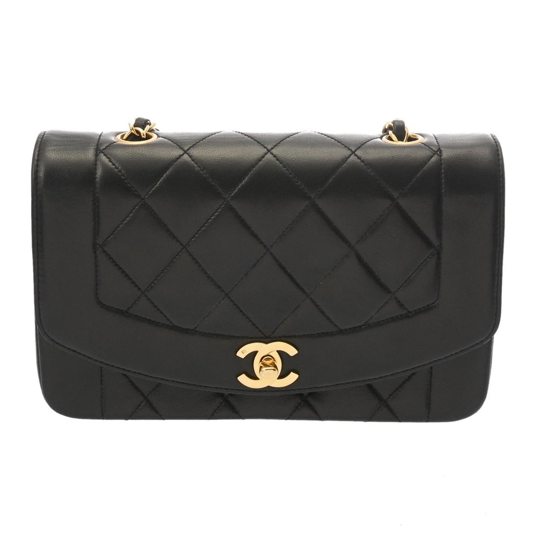 CHANEL CHAINSHOULDER DIANA LAMBSKIN BLACK SHOULDER BAG SHOULDER BAG: CHANEL ChainShoulder Diana lambskin black Shoulder Bag Shoulder Bag Brand: CHANEL Type: Shoulder Bag Material: lambskin Color: black × Gold Metal Size: H:about 5.5inch W:about 8.9inch D:about