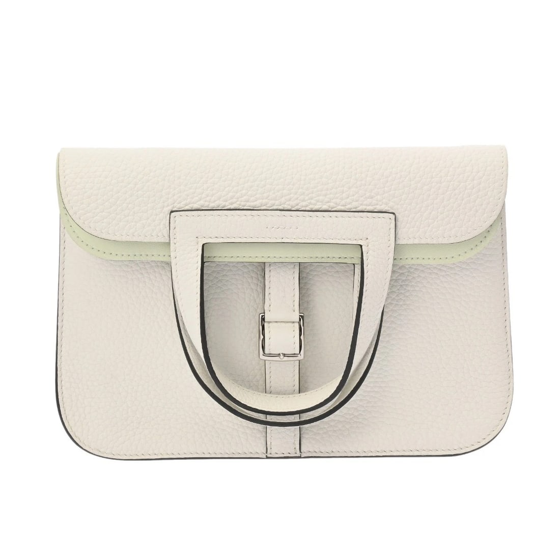 HERMES ALZAN 25 VERSO TAURILLON CLEMENCE HANDBAG HANDBAG: HERMES Alzan 25 Verso Taurillon Clemence Handbag Handbag Brand: HERMES Type: Handbag Material: Taurillon Clemence Color: New White/Vert Fizz × SilverMetal Size: H:about 6.7inch W:about