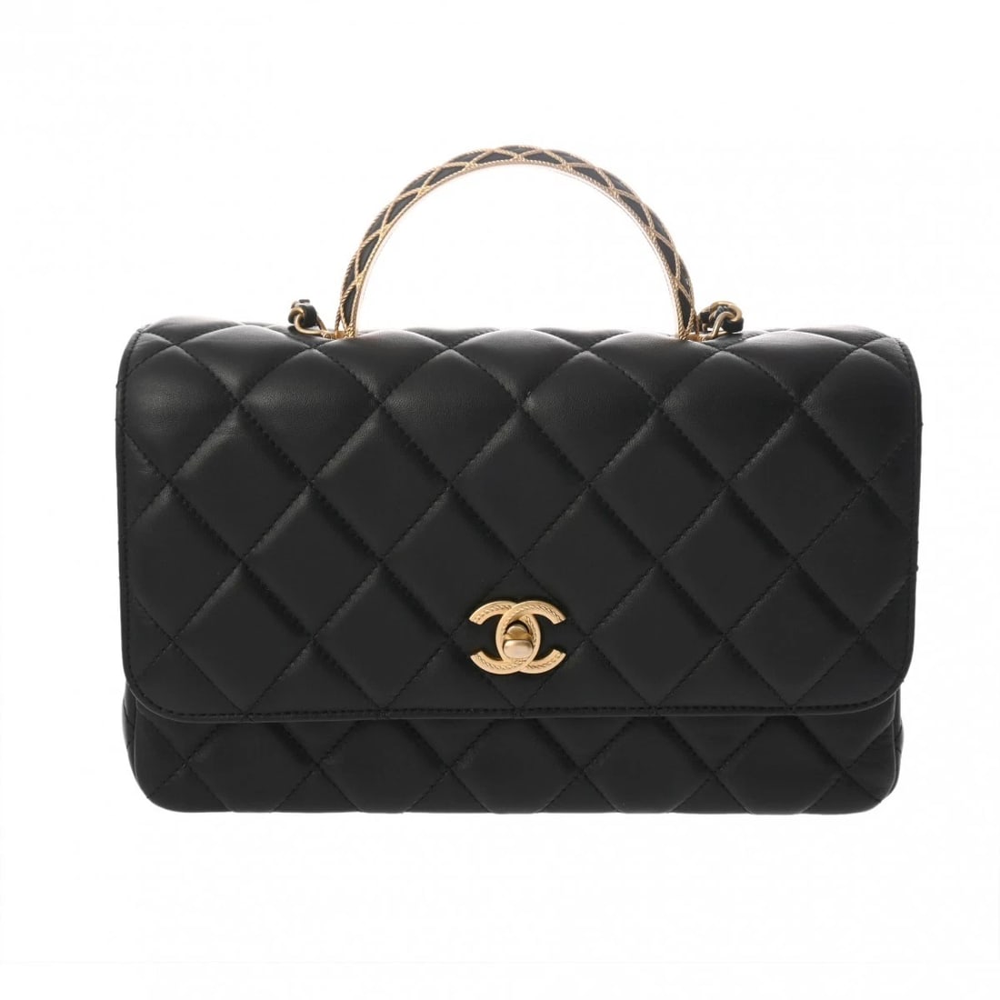 CHANEL TOP HANDLE FLAP BAG MATRASSE LAMBSKIN BLACK SHOULDER BAG SHOULDER BAG: CHANEL Top handle flap bag Matrasse lambskin black Shoulder Bag Shoulder Bag Brand: CHANEL Type: Shoulder Bag Material: lambskin Color: black × Gold Metal Size: H:about 5.5inch W:about