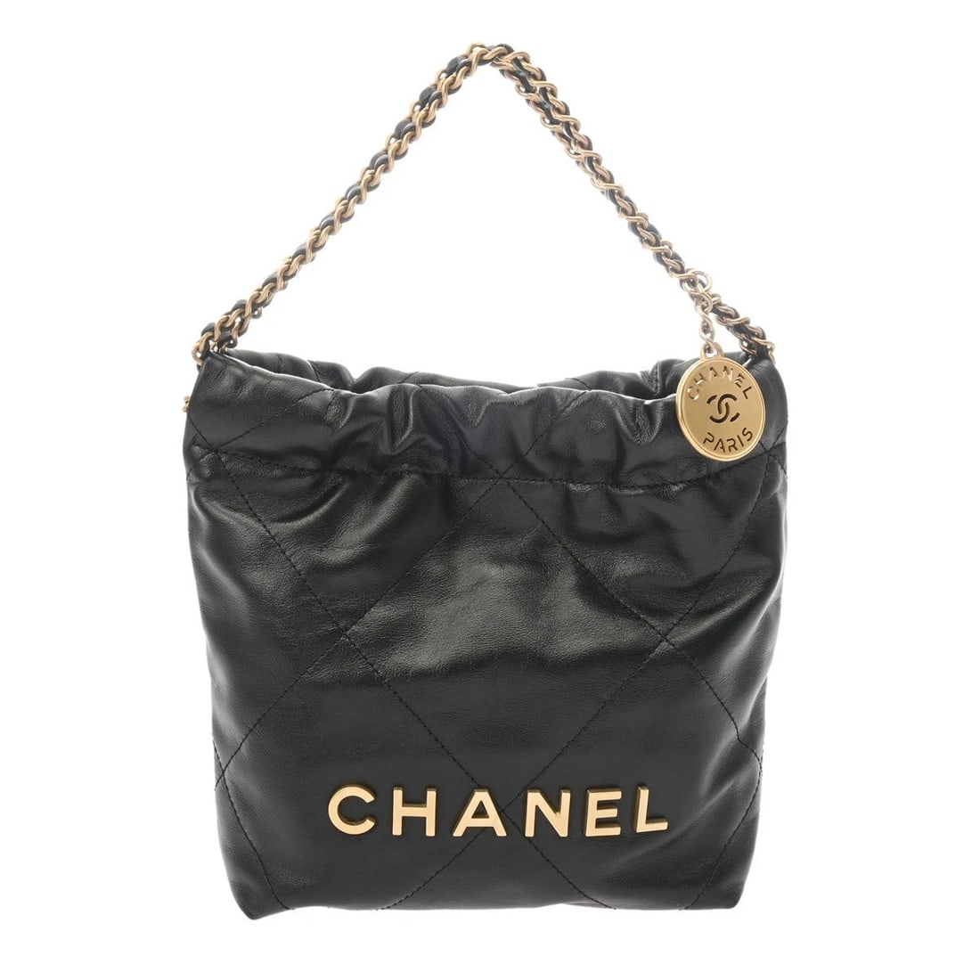 CHANEL MINI HANDBAG BLACK HANDBAG HANDBAG: CHANEL Mini Handbag black Handbag Handbag Brand: CHANEL Type: Handbag Material: Shiny calfskin Color: black × Gold Metal Size: H:about 7.5inch W:about 7.1inch (Bottom) D:about 2.6inch Shoulder:ab