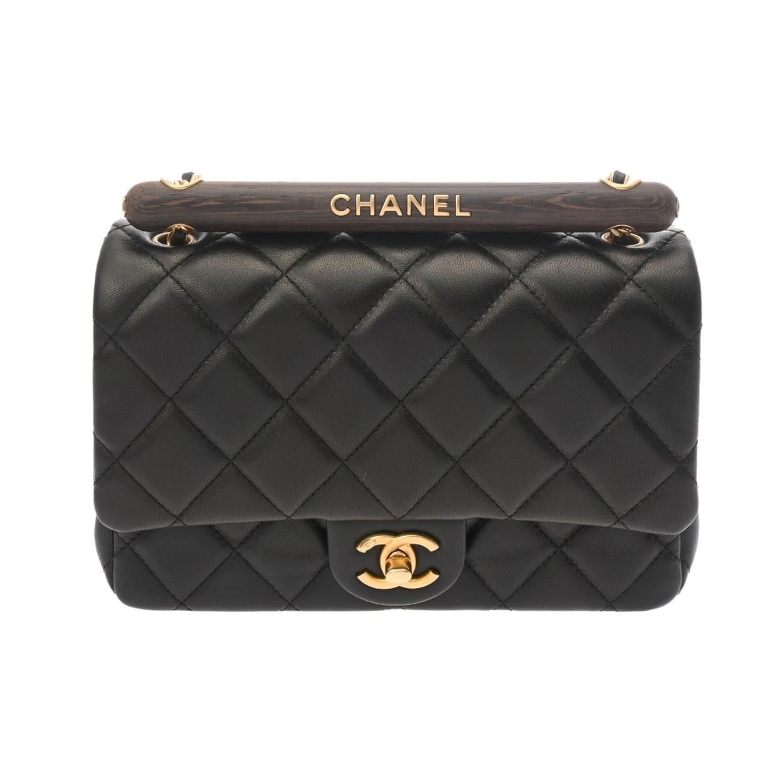 CHANEL SMALL FLAP BAG MATRASSE LAMBSKIN BLACK SHOULDER BAG SHOULDER BAG (1 of 8)
