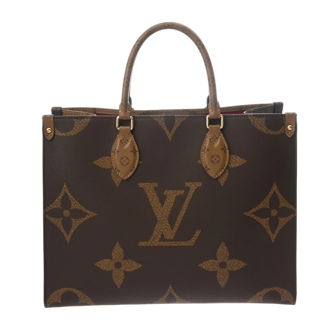 LOUIS VUITTON ON THE GO MM MONOGRAM GIANT REVERSE TOTE BAG: LOUIS VUITTON On the Go MM Monogram giant reverse Tote Bag Brand: LOUIS VUITTON Type: Tote Bag Material: Monogram canvas Color: Brown Size: H:about 10.2inch W:about 13.6inch D:about 5.7inch Should