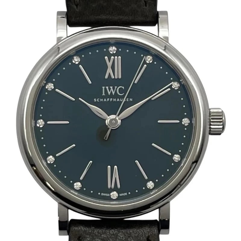 IWC PORTOFINO GREEN WATCH: IWC Portofino Green Watch Brand: IWC Type: Wrist watch Material: SS Color: Dial Color Green Size: [ Case size ] 34mm / Case shape: Round face / Case thickness: 8.6mm [ Arm circumference size ]