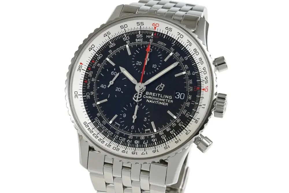 BREITLING NAVITIMER CHRONOGRAPH WATCH: BREITLING Navitimer Chronograph Watch Brand: BREITLING Type: Wrist watch Material: SS Color: Dial Color Black Size: [ Case size ] 41mm [ Arm circumference size ] 19.5cm Case Thickness 14.5mm Acce