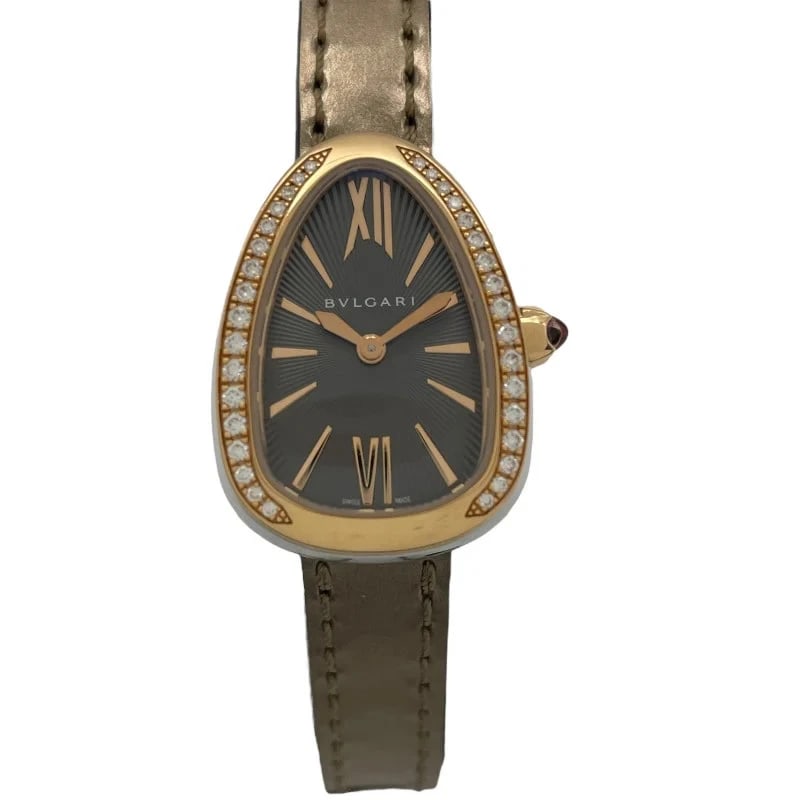 BVLGARI SERPENTI GRAY PG/SS WATCH: Bvlgari Serpenti Gray PG/SS Watch Brand: BVLGARI Type: Wrist watch Material: PG/SS Color: Dial Color Gray Size: [ Case size ] / Case shape: Oval face / Case width: 20.1mm / Case height: 27.6mm