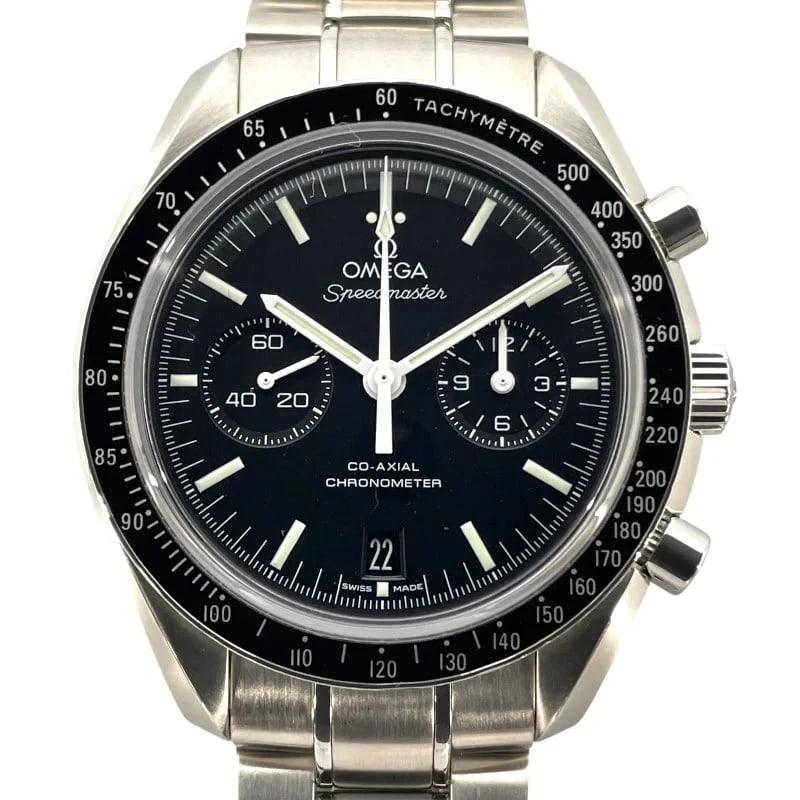 OMEGA SPEEDMASTER CO AXIAL CHRONOMETER BLACK WATCH: Omega Speedmaster Co Axial Chronometer Black Watch Brand: OMEGA Type: Wrist watch Material: SS Color: Dial Color Black Size: [ Case size ] 44mm / Case shape: Round face / Case thickness: