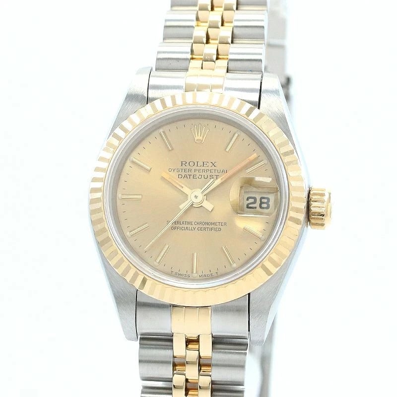 ROLEX OYSTER PERPETUAL DATEJUST WATCH: Rolex Oyster Perpetual Datejust Watch Brand: ROLEX Type: Wrist watch Material: Stainless Steel/18K Yellow Gold Color: Dial Color Champagne Gold Size: [ Case size ] 26mm [ Arm circumference