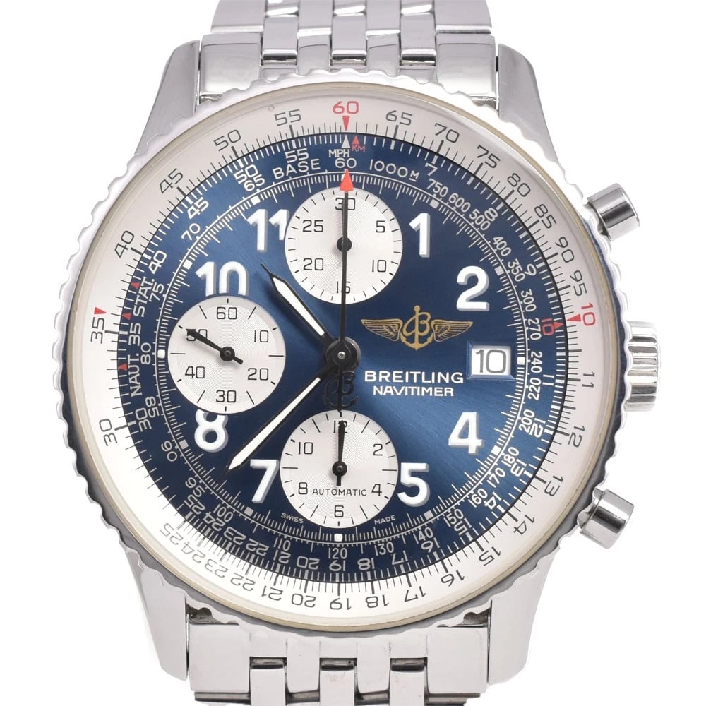 BREITLING OLD NAVITIMER CHRONOGRAPH WATCH: BREITLING old navitimer Chronograph Watch Brand: BREITLING Type: Wristwatch Material: Band Material Stainless Steel, Case Material Stainless Steel Color: Dial Color Black / Silver, Case Color Silve