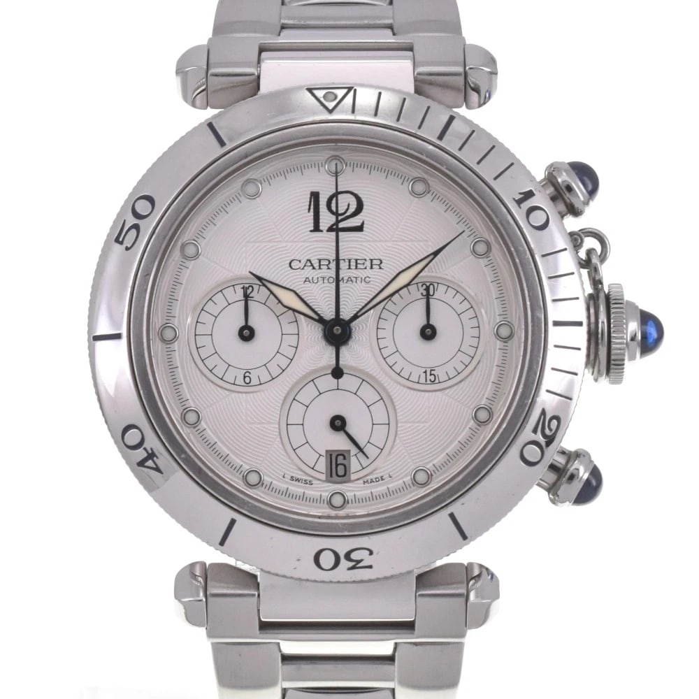 CARTIER PASHA CHRONOGRAPH SILVER DIAL WATCH (1 of 5)