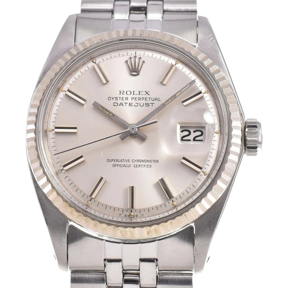 ROLEX DATEJUST VINTAGE SILVER DIAL WATCH: ROLEX DATEJUST vintage Silver Dial Watch Brand: ROLEX Type: Wristwatch Material: Band Material Stainless Steel, Case Material Stainless Steel Color: Dial Color Silver, Case Color Silver Band