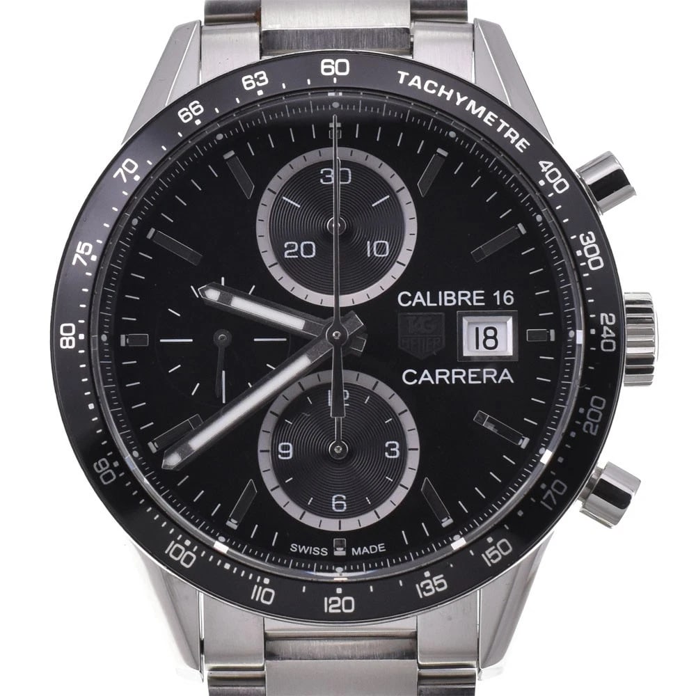TAG HEUER CARRERA CALIBER WATCH: TAG HEUER Carrera Caliber Watch Brand: TAG HEUER Type: Wristwatch Material: Band Material Stainless Steel, Case Material Stainless Steel / ceramic Color: Dial Color black, Case Color Silver /