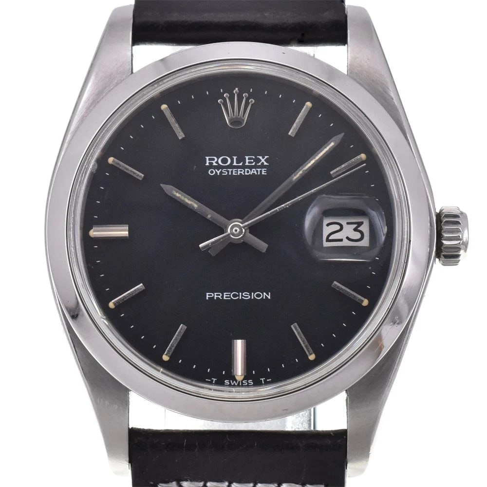 ROLEX OYSTER DATE PRECISION WATCH: ROLEX Oyster Date Precision Watch Brand: ROLEX Type: Wristwatch Material: Band Material Stainless Steel, Case Material Stainless Steel Color: Dial Color black, Case Color Silver Band Color