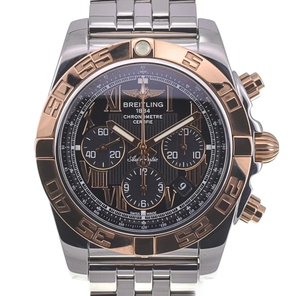 BREITLING K18PG WATCH: BREITLING K18PG Watch Brand: BREITLING Type: Wristwatch Material: Band Material Stainless Steel, Case Material Stainless Steel/K18PG Color: Dial Color black, Case Color Silver / Pink Gold Band Colo