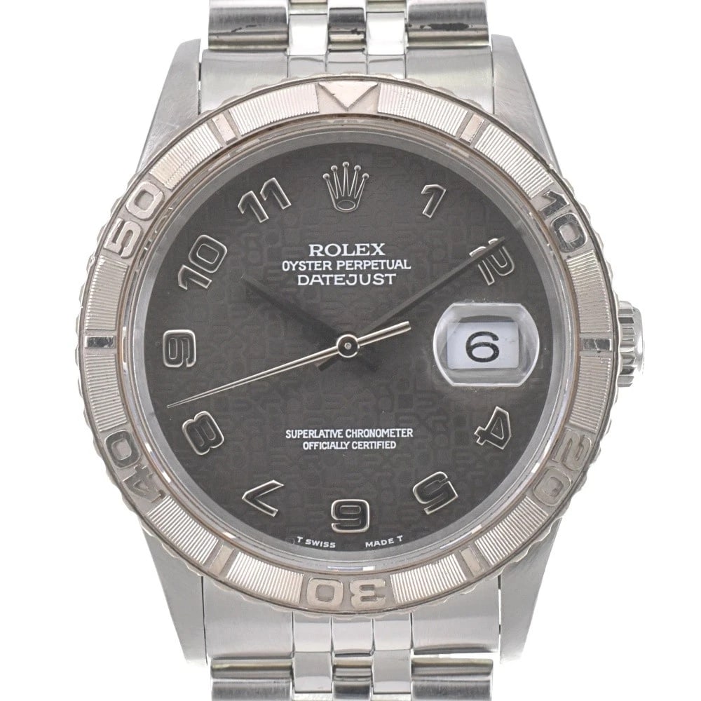 ROLEX DATEJUST THUNDERBIRD WATCH: ROLEX DATEJUST THUNDERBIRD Watch Brand: ROLEX Type: Wristwatch Material: Band Material Stainless Steel, Case Material Stainless Steel/WG Color: Dial Color gray, Case Color Silver Band Color