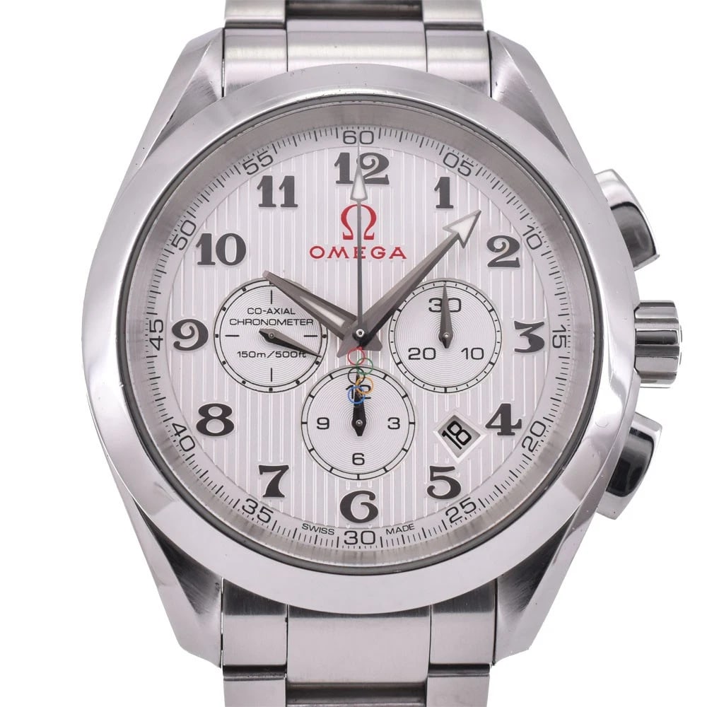 OMEGA SEAMASTER AQUA TERRA OLYMPIC WATCH: OMEGA Seamaster Aqua Terra Olympic Watch Brand: OMEGA Type: Wristwatch Material: Band Material Stainless Steel, Case Material Stainless Steel Color: Dial Color Silver, Case Color Silver Band