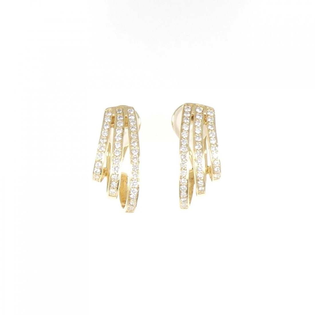 K18YG DIAMOND EARRINGS: K18YG Diamond Earrings Brand: Unbranded Type: Earrings Material: K18 Yellow Gold, Main Stone/Creation Natural Color: YG Size: ActualSize HxW: 23.2mmx10.7mm Accessories: None Accessories No