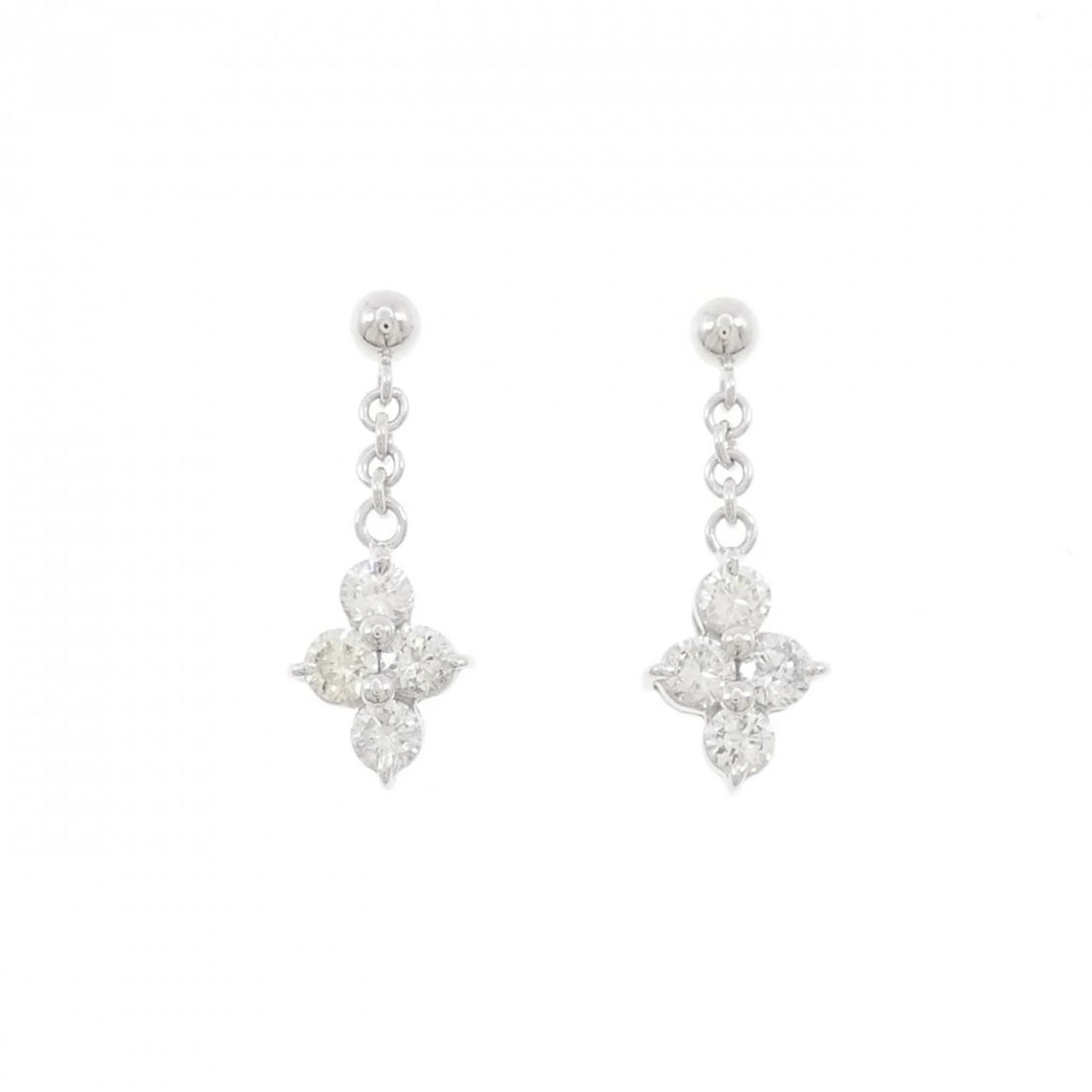 K18WG DIAMOND EARRINGS: K18WG Diamond Earrings Brand: Unbranded Type: Earrings Material: K18 White Gold, Main Stone/Creation Natural Color: White Gold Size: ActualSize HxW: 20.7mmx7.6mm Accessories: None Accessories