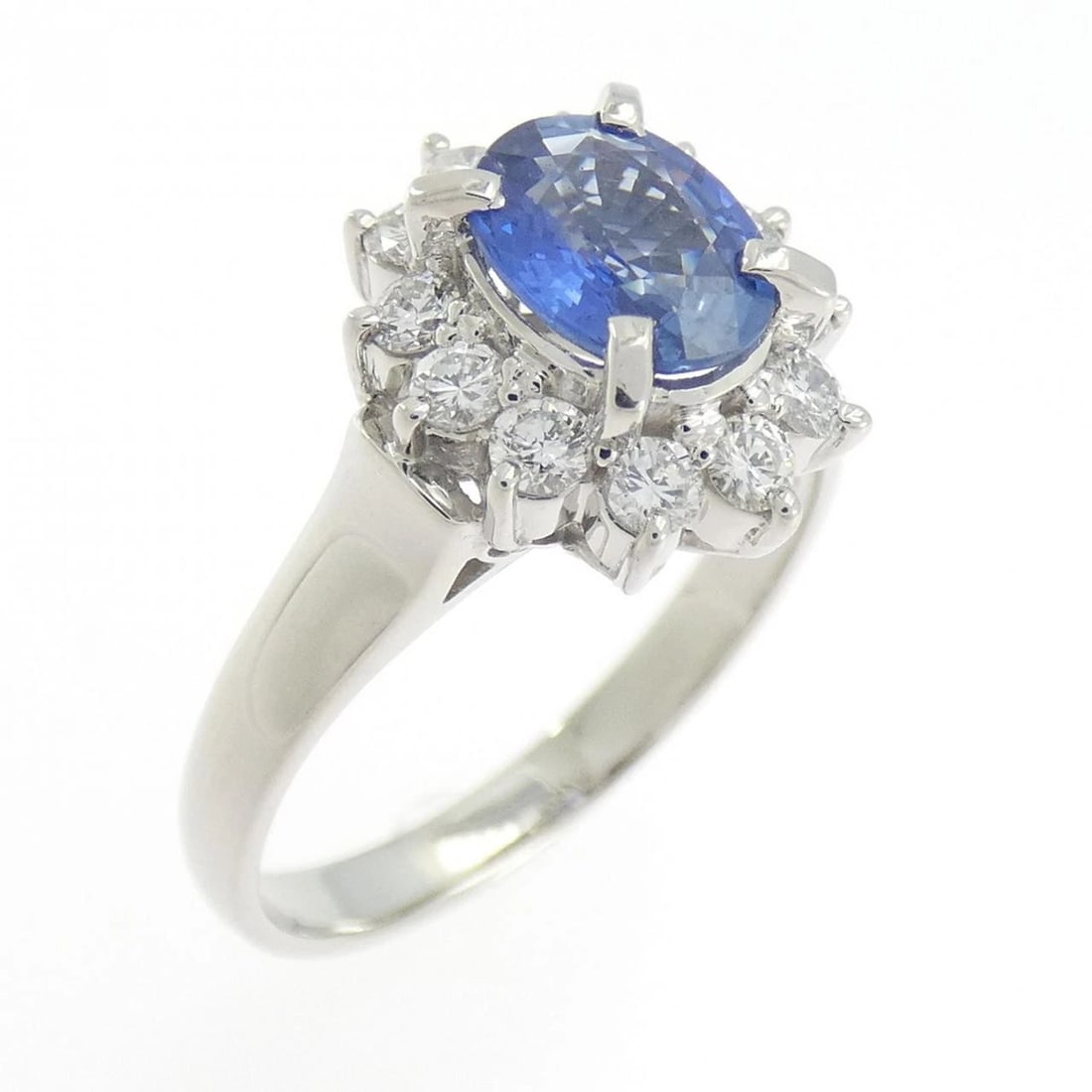 PT900 SAPPHIRE RING: PT900 Sapphire Ring Brand: Unbranded Type: Ring Material: Platinum 900 Platinum, Main Stone/Creation Sapphire Color: Silver Size: 6.5 ( US size) Accessories: None Accessories Notice: When