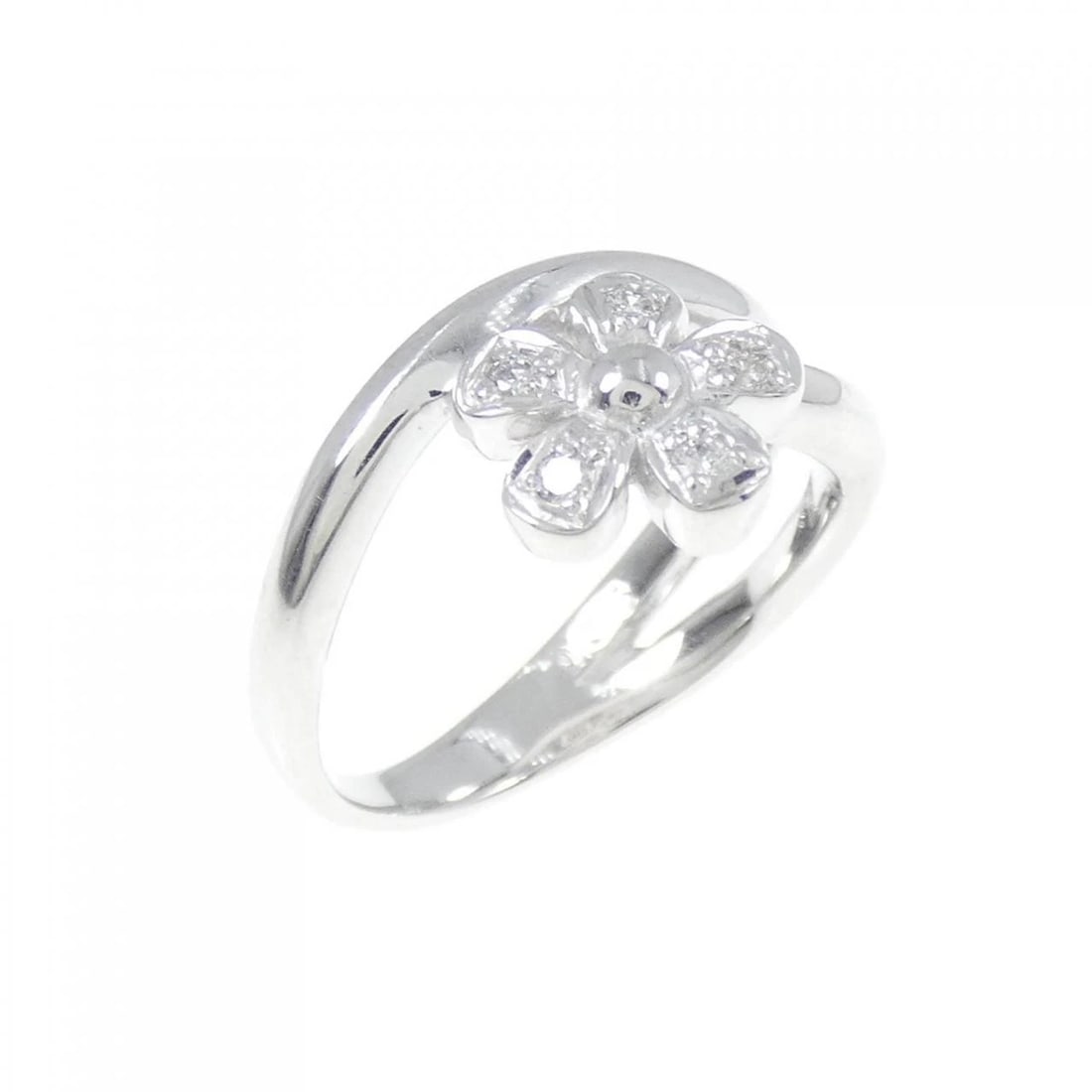 K18WG FLOWER DIAMOND PINKY RING: K18WG Flower Diamond Pinky Ring Brand: Unbranded Type: Ring Material: K18 White Gold, Main Stone/Creation Natural Color: White Gold Size: 3-3.5 ( US size) (XS) Accessories: None Accessories