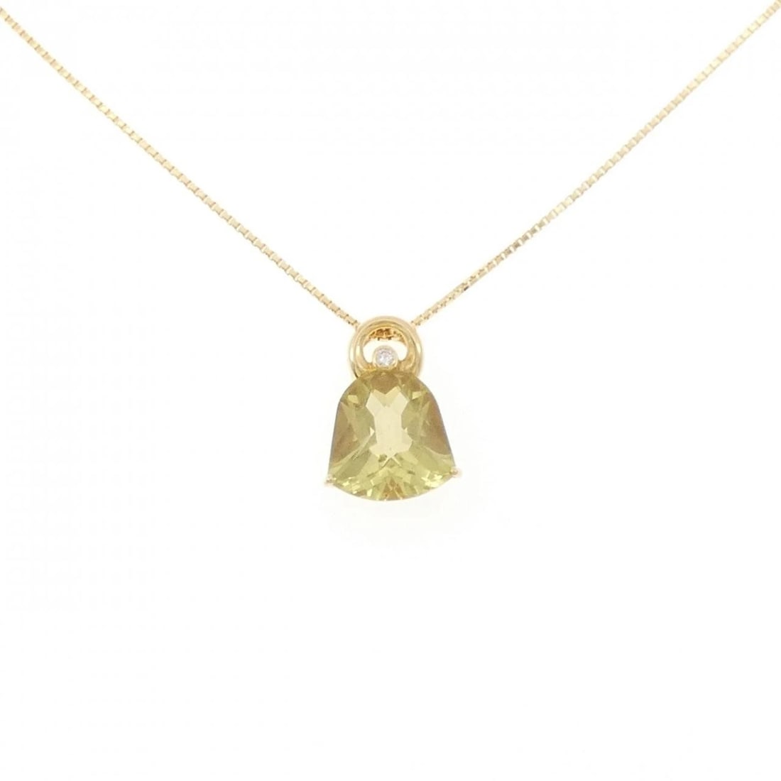 K18YG QUARTZ NECKLACE: K18YG Quartz Necklace Brand: Unbranded Type: Necklace Material: K18 Yellow Gold, Main Stone/Creation Main Stone QuartzSide Stone Diamond Color: Yellow Gold Size: 40cmActualSize Pendant top H x