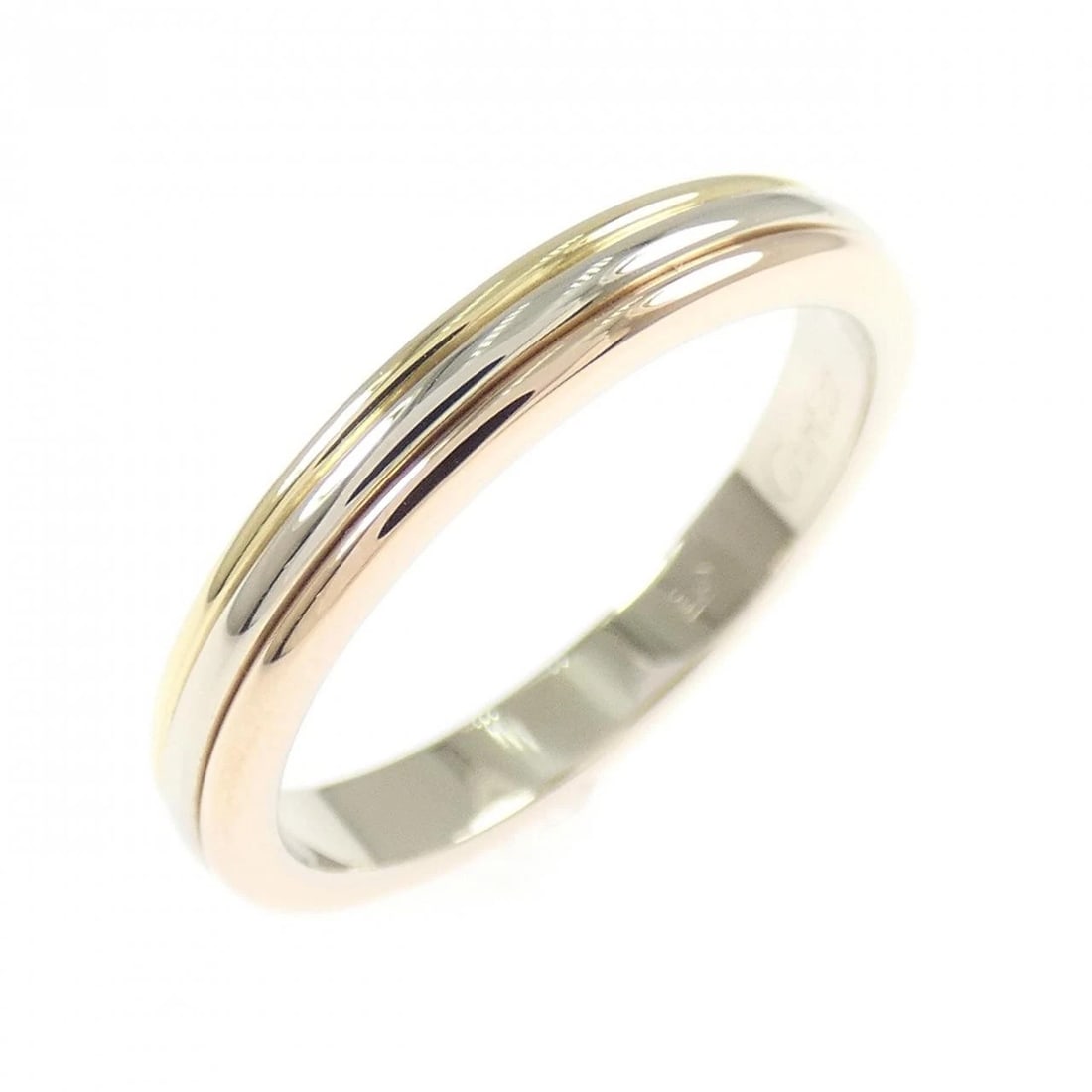 CARTIER THREE-GOLD WEDDING RING: Cartier Three-Gold Wedding Ring Brand: CARTIER Type: Ring Material: 750 Yellow Gold/750 White Gold/750 Pink Gol, Color: Yellow Gold White Gold Pink Gol Size: US 6.5 Accessories: None Acces