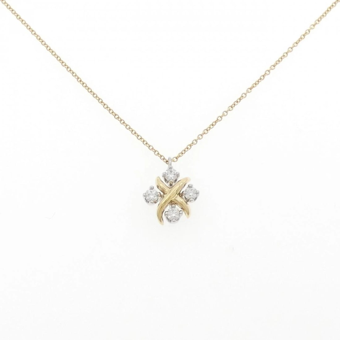 TIFFANY&CO. RING NECKLACE: TIFFANY&Co. Ring Necklace Brand: TIFFANY&Co. Type: Necklace Material: 750 Yellow Gold/Platinum 950, Main Stone/Creation Natural Color: Yellow Gold/Platinum Size: 41cmActual Size Pendant length