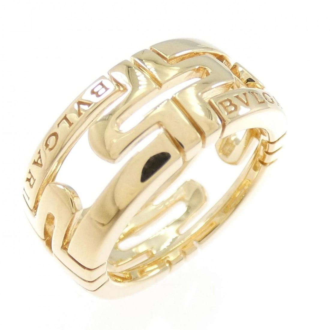 BVLGARI PARENTESI SMALL RING: BVLGARI Parentesi Small Ring Brand: BVLGARI Type: Ring Material: 750 Yellow Gold, Color: yellow gold Size: 4 (US size) Accessories: None Accessories Notice: When purchasing pre-owned goods,