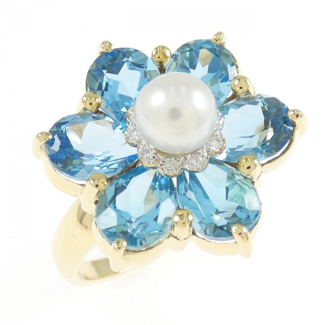 PONTE VECCHIO COLOR STONE RING: Ponte Vecchio Color Stone Ring Brand: Ponte Vecchio Type: Ring Material: K18 Yellow Gold K18 White Gold, Main Stone/Creation Main Stone Akoya PearlSide Stone Diamond Color: Yellow Gold White