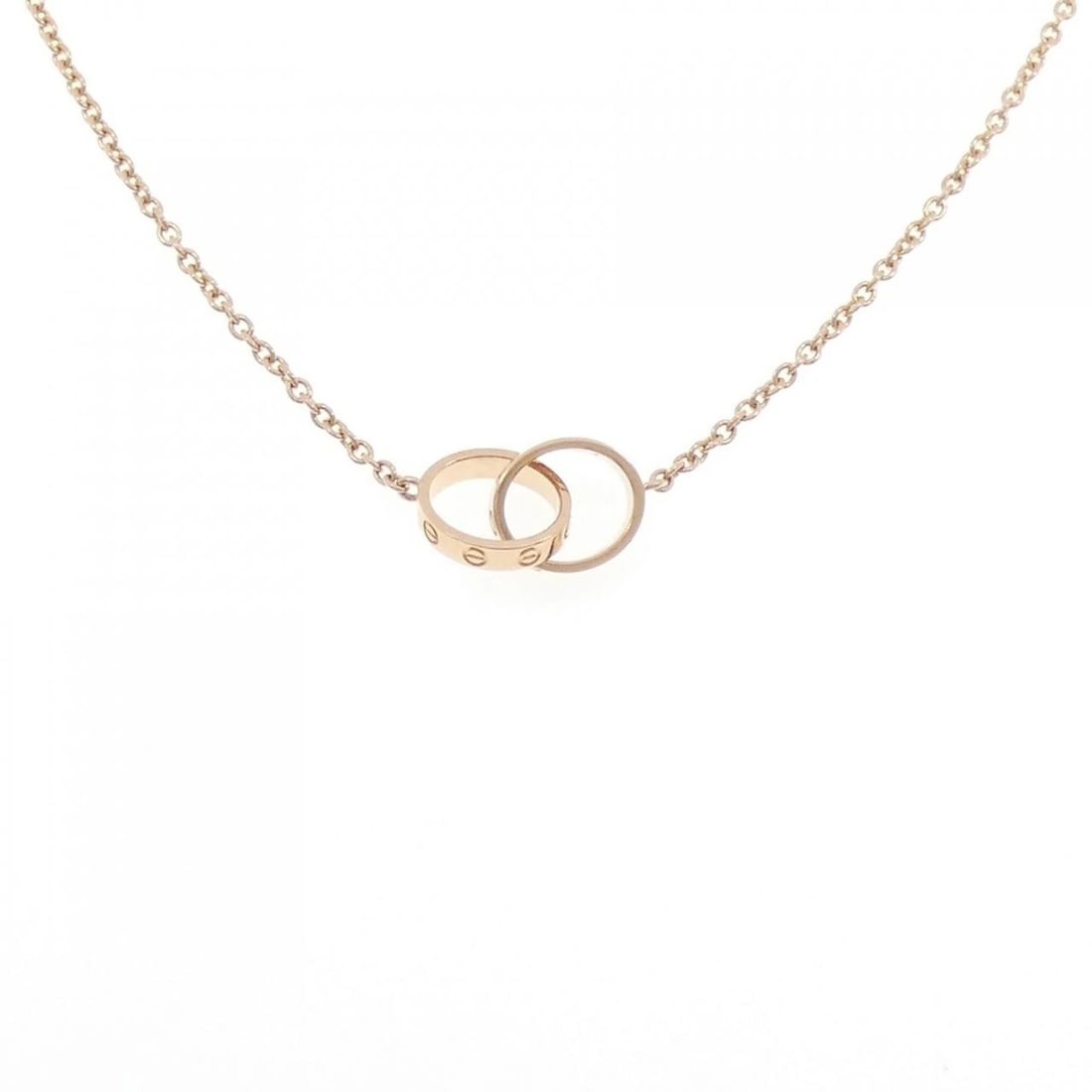 CARTIER BABY LOVE NECKLACE: Cartier Baby Love Necklace Brand: Cartier Type: Necklace Material: 750 Pink Gold, Color: Pink Gold Size: ActualSize Motif Max. W: 9.7mm Chain Max. W: 1.8mm Size44cm Accessories: None