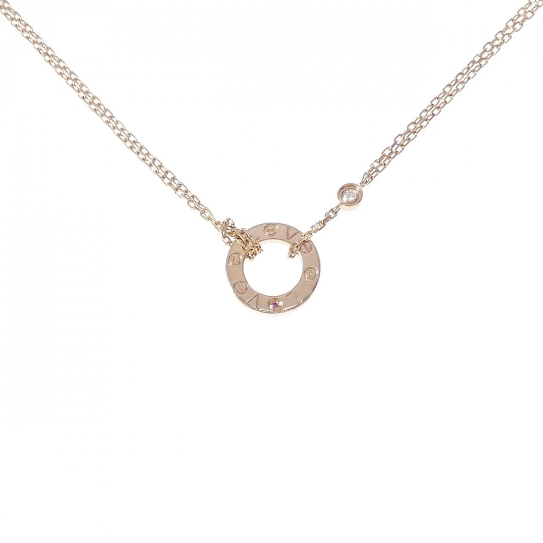 CARTIER LOVE NECKLACE: Cartier Love Necklace Brand: Cartier Type: Necklace Material: 750 Pink Gold, Main Stone/Creation Sapphire Color: Pink Gold Size: ActualSize Diameter: 13.0mm Chain Max. W: 1.2mm Size 38 41cm 
