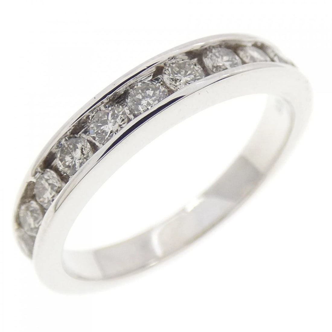 K18WG HALF ETERNITY DIAMOND RING: K18WG Half Eternity Diamond Ring Brand: Unbranded Type: Ring Material: K18 White Gold, Main Stone/Creation Natural Color: WG Size: 6-6.5 US Accessories: None Accessories Notice: When