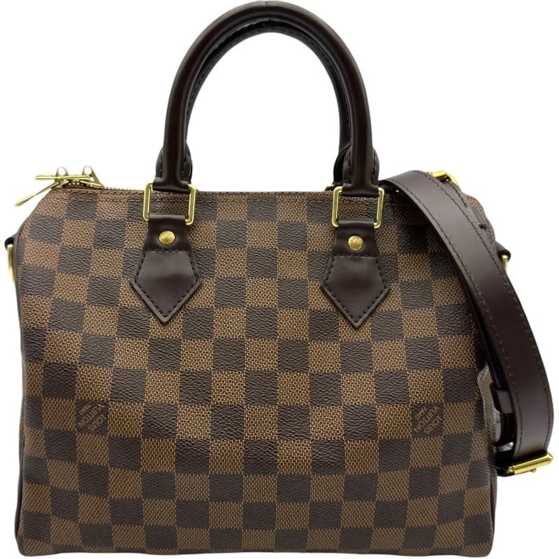 LOUIS VUITTON SPEEDY BROWN DAMIER HANDBAG: LOUIS VUITTON Speedy Brown Damier Handbag Brand: LOUIS VUITTON Type: Handbag Material: Damier Color: Brown Size: W: 25cm / H: 19cm / D: 14cm / Shoulder: 94-110cm Accessories: None Accessories