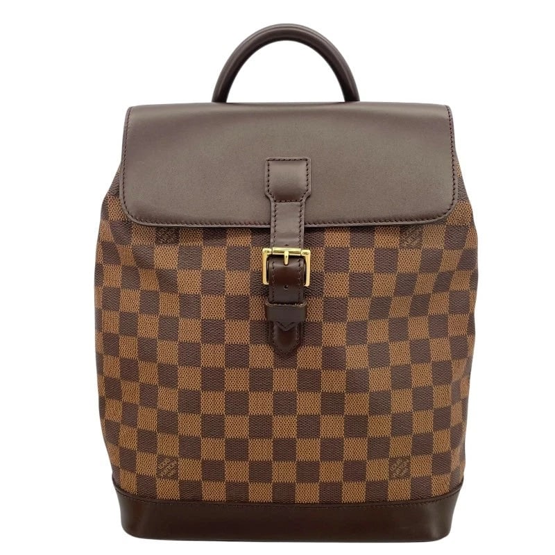 LOUIS VUITTON SOHO BROWN DAMIER CANVAS BACKPACK HANDBAG: Louis Vuitton Soho Brown Damier Canvas Backpack Handbag Brand: LOUIS VUITTON Type: Handbag Material: Damier Canvas Color: Brown Size: W: 25cm / H: 31cm / D: 9cm Accessories: None Accessories