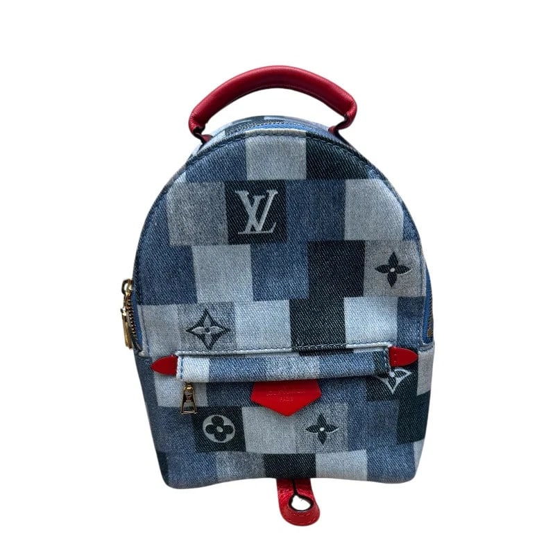 LOUIS VUITTON PALM SPRINGS BACKPACK MINI BLUE DENIM MONOGRAM HANDBAG: LOUIS VUITTON Palm Springs Backpack MINI Blue Denim Monogram Handbag Brand: LOUIS VUITTON Type: Handbag Material: Denim Monogram Color: blue Size: W: 17cm / H: 22cm / D: 9cm / Shoulder: up to