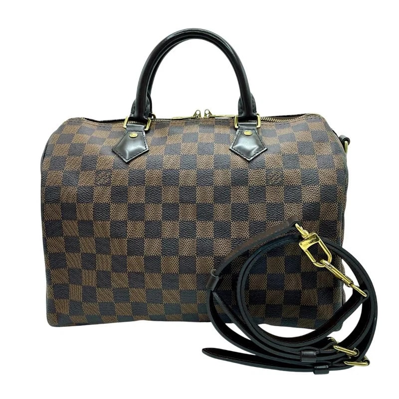 LOUIS VUITTON SPEEDY BANDOULIÈRE 30 BROWN×GHW DAMIER HANDBAG: LOUIS VUITTON Speedy Bandoulière 30 Brown×GHW Damier Handbag Brand: LOUIS VUITTON Type: Handbag Material: Damier Color: Brown x GD Hardware Size: W: 30cm / H: 20cm / D: 17cm / Shoulder: 108~118c