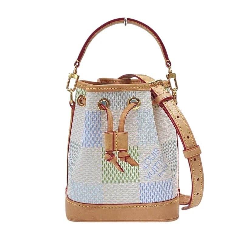 LOUIS VUITTON NANO NOE PISTACHIO GREEN DAMIER LICIOUS HANDBAG: LOUIS VUITTON Nano Noe Pistachio Green Damier Licious Handbag Brand: LOUIS VUITTON Type: Handbag Material: Damier Licious Color: Damier Licious Size: W: 13cm / H: 15.5cm / D: 10cm / Shoulder: 94-1