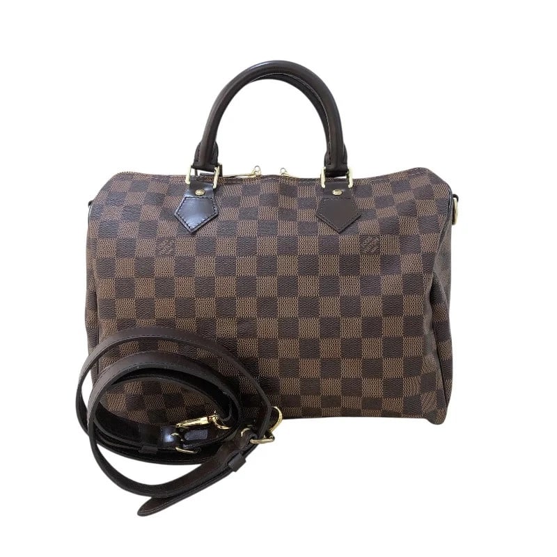 LOUIS VUITTON SPEEDY BANDOULIÈRE 30 BROWN DAMIER CANVAS HANDBAG: LOUIS VUITTON Speedy Bandoulière 30 Brown Damier Canvas Handbag Brand: LOUIS VUITTON Type: Handbag Material: Damier Color: Brown Size: W: 30cm / H: 23cm / D: 18cm Accessories: None