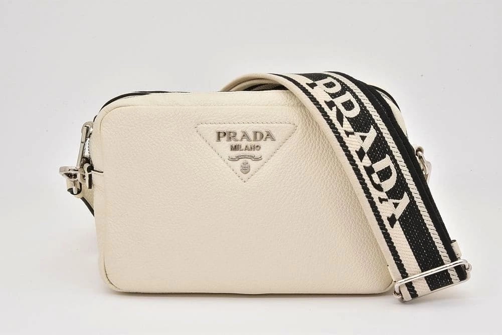 PRADA VITELLO DAINO SOFT LEATHER SMALL WHITE HANDBAG (1 of 5)