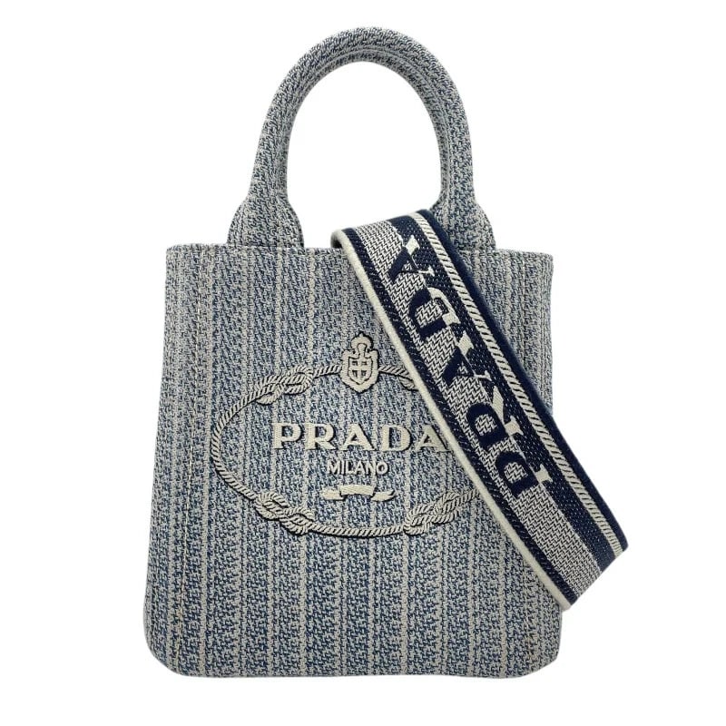 PRADA BLUE CANVAS HANDBAG (1 of 8)
