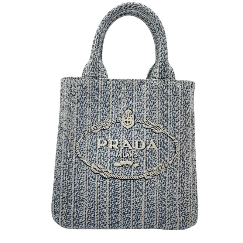 PRADA BLUE CANVAS HANDBAG - 2
