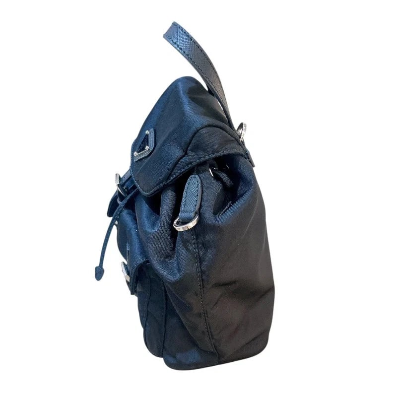 PRADA TRIANGLE LOGO BACKPACK BLACK HANDBAG - 3