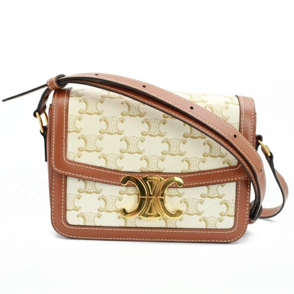 CELINE TEEN TRIOMPHE BAG TRIOMPHE CANVAS CALFSKIN WHITE HANDBAG (1 of 9)