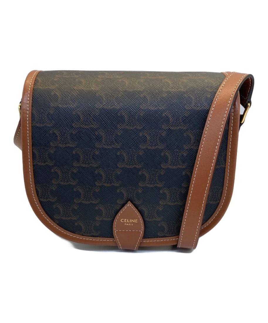 CELINE MEDIUM FOLCO BAG / TRIOMPHE CANVAS & CALFSKIN HANDBAG (1 of 10)