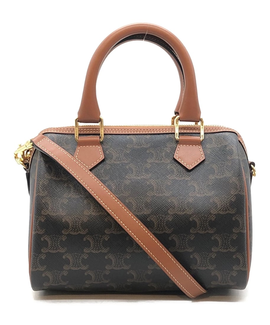 CELINE CUIR TRIOMPHE SMALL BOSTON BAG HANDBAG: CELINE Cuir Triomphe Small Boston Bag Handbag Brand: CELINE Type: Handbag Material: none Color: Brown Size: H:14cm / W:18.5cm / D:9cm [ Handle size ] 7.5cm Accessories: None Accessories